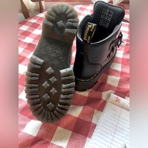 DEVON FLOWER BUCKLE GRIZZLY LEATHER PLATFORM BOOTS NEW